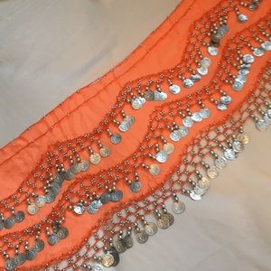 Orange belly dance hip scarf